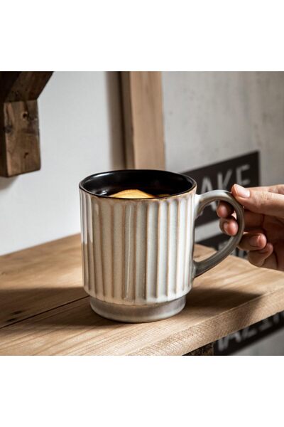 Generic كوب قهوة سيراميك كبير، كوب إفطار للحبوب، كوب بتصميم قديم مرسوم يدويًا...