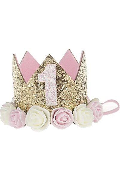 Generic 1st Baby Birthday Crown Flower Tiara Headband First Birthday Party Ha...