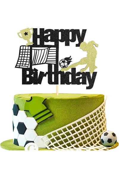 Generic Soccer Cake Topper Happy Birthday Sign Football Player Cake Decoratio...