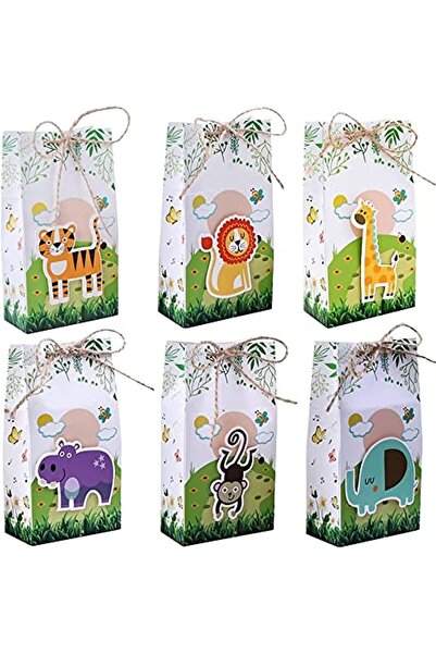 Generic Safari Animals Theme Party Favor Boxes 12Pcs 3D Kids Birthday Candy T...