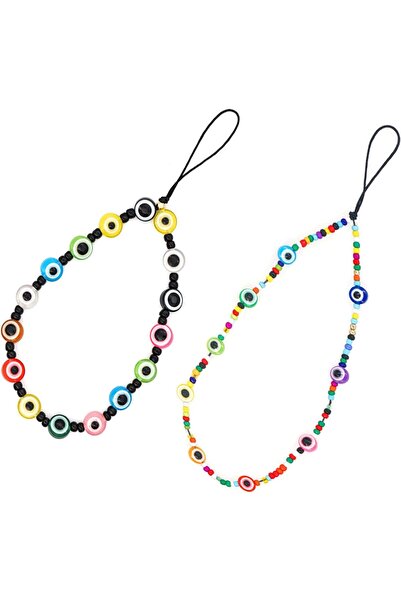 Generic 2 PCS Beaded Phone Charms, Beaded Phone Lanyard Wrist Strap， Flowers ...