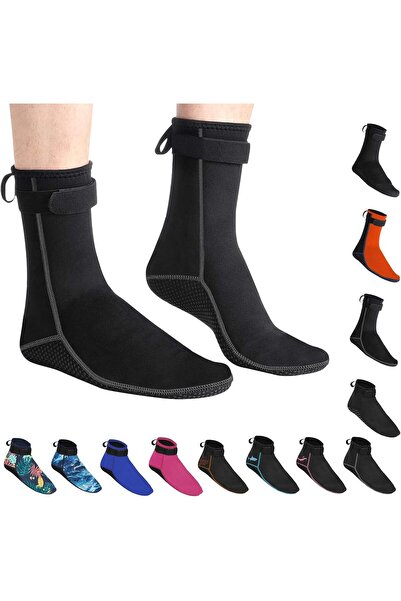 Generic جوارب غوص عالية القصة، جوارب مائية من النيوبرين بسمك 3 مم، جوارب مضاد...