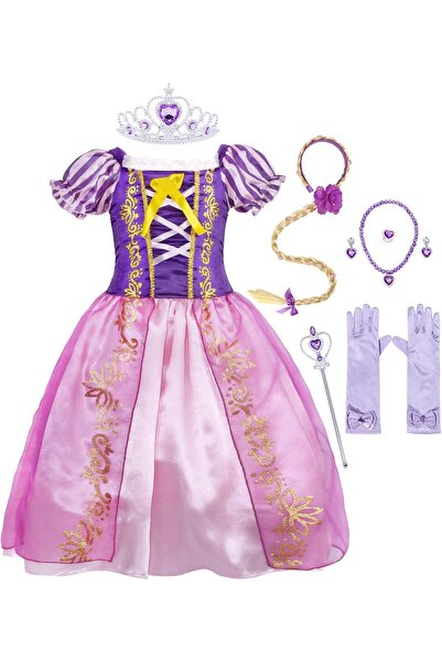 Generic Rapunzel Costume for Girls Princess Halloween Cosplay Birthday Party ...