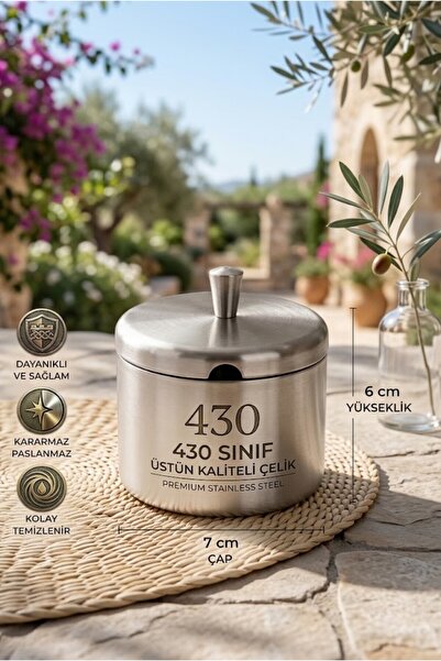 İkram Dünyası Spice Container with Steel Lid and Spoon, Set of 2 for Cafe, Re...