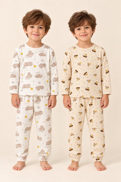 aden kids Boy's Reported Fabric Pajama Set in 2 Sets Arrive in