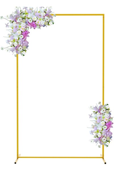 Generic 6.6 FT Metal Arch Backdrop Stand, Gold Arched Backdrop Frame for Wedd...