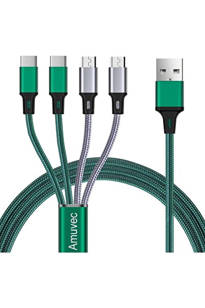 Generic كابل شحن متعدد، أموفيك [3 أمبير 1.2 متر] 4 في 1، سلك شحن سريع USB مجد...