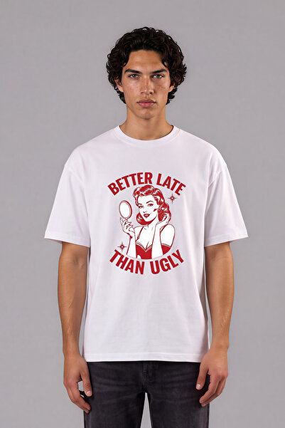 VSRN Καλύτερα Αργά από τον Τάσαρμντ - Λευκό Oversize T-shirt με Προεκτυπωμένο...