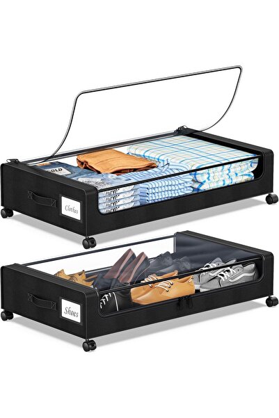 Generic Under Bed Storage with Wheels, 2 Pack Under the Bed Storage Container...