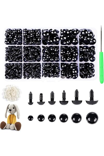 Generic Safety Eyes and Noses for Amigurumi, 6-16 mm Colorful Safety Eyes wit...