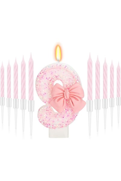 Generic شموع عيد ميلاد بطول 2.95 بوصة، زينة حفلات عيد ميلاد بتصميم فروزن بالل...