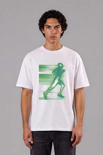 VSRN Μπλουζάκι με σχέδιο Green Runner, με προεμπριμέ λευκό στάμπα στο μπροστι...
