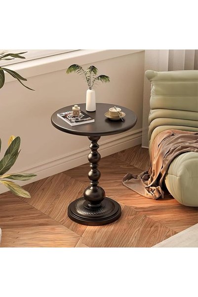 DURKU Metal Small Round Side End Table, Vintage Matte Coffee Drink Cocktail T...