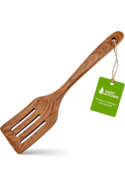 Generic Teak Wood Slotted Spatula, Wooden Spatula for Cooking, Non-Stick Safe...