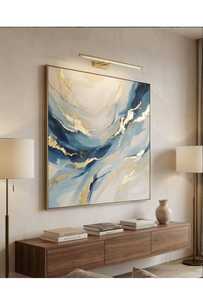 lawhat Modern Abstract Painting Inspired by the Wave Movement, Blending Blues...