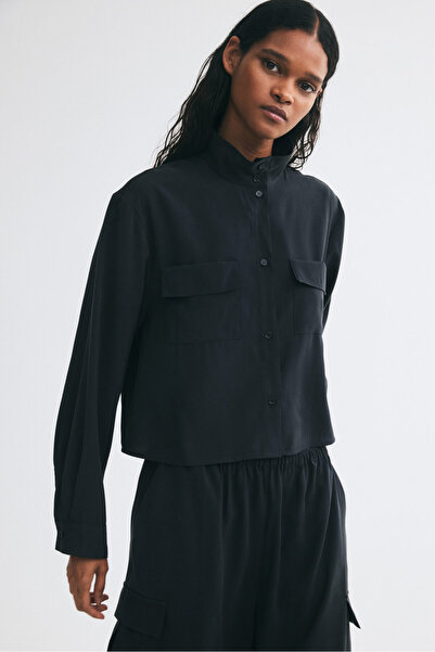 H&M Viskoz Karışımlı ve Dik Yakalı Gömlek