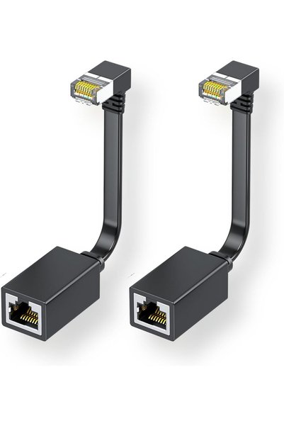 Generic كابلات تمديد إيثرنت Cat7 بزاوية قائمة، مسطحة، بطول 0.5 قدم، كابل تمدي...