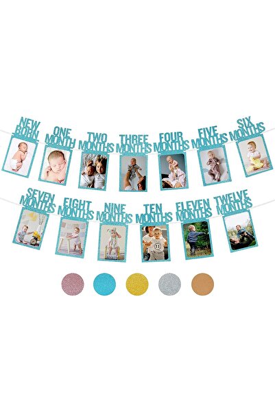 Generic 1st Birthday Photo Banner for Baby from Newborn to 12 Months, First B...