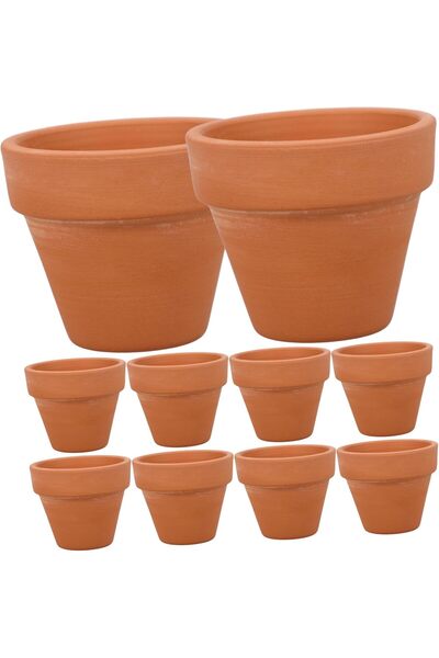 Generic White Round Tray 10Pcs Small Mini Clay Pots Terracotta Planter Clay C...