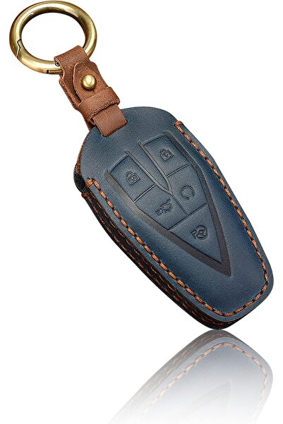Generic Premium Leather Key Fob Cover Case Shell With Keychain for Changan UN...