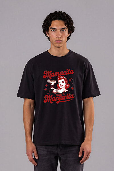VSRN Μπλουζάκι Mamacita Design με μπροστινή στάμπα, μαύρο, oversized