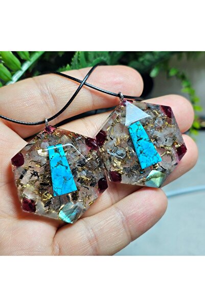 Singincraft 2-Piece Set - 2 Pieces - Turquoise Stone - Rutil Quartz Crystal O...