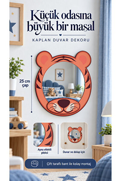 Çocuk ve Bebek Odası Sevimli Dekoratif Hayvan Figürlü Duvar ve Dolap Süsü Ayna Efektli