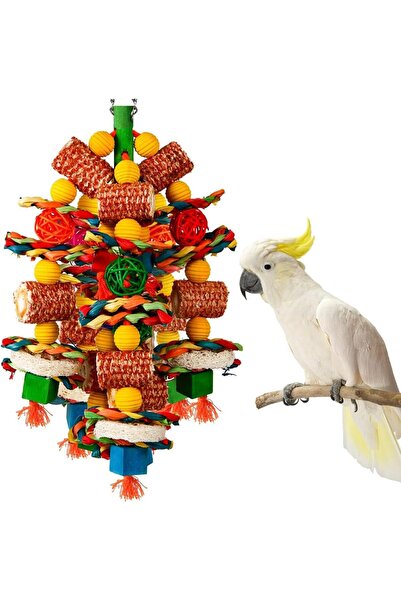 Generic Bird Toys, Parrot Toys for Large Birds, Natural Corn cob and Loofah S...