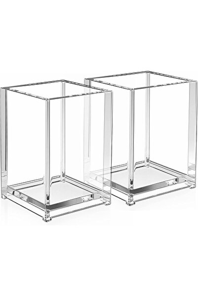 Generic Pen Holder, 2 Pcs Pencil Cups Desk Accessories Holder, Clear Acrylic ...