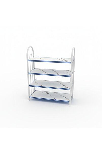 AKDC 4-Tier Wooden and Metal Shoe Rack White - 60×50×20cm
