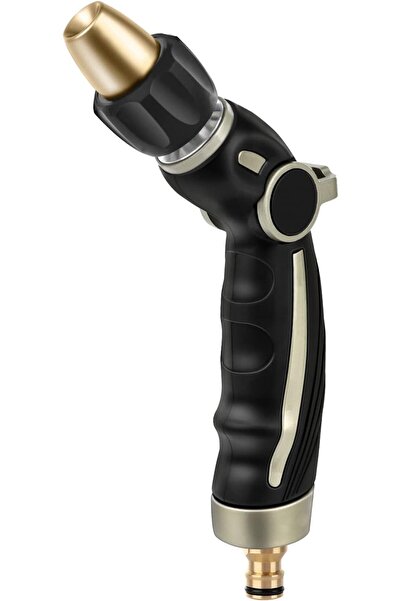 Generic Hose Nozzle, Metal, 4 Patterns, Brass Head, Black