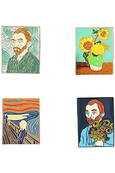 Generic Enamel Brooch Pins Van Gogh Self Portrait Enamel Pin Vintage Art Broo...