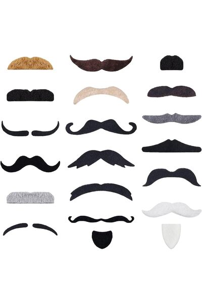 Generic 18pcs Multicolored Self Adhesive Fake Mustaches and Beards for Costum...
