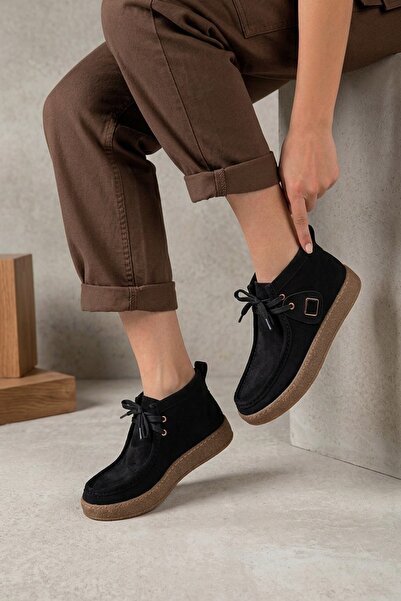Stilbagshoes Rovin Rubber Sole Short Ankle Suede Women's Boots Black