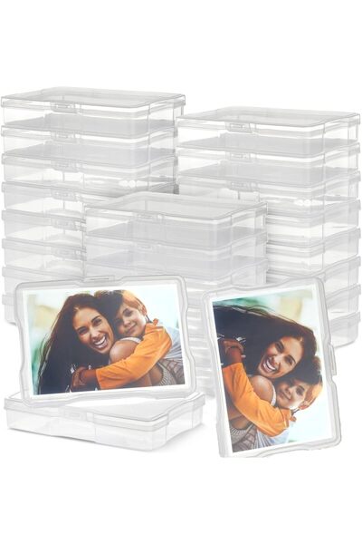 Generic 24 قطعة صندوق تخزين للصور مقاس 4×6، حافظة صور شفافة، حاويات بلاستيكية...