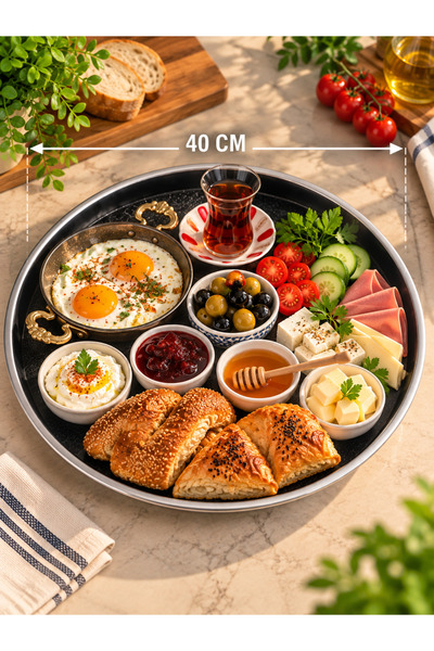 Arsimo 40 Cm Metal Tepsi | Kahvaltı Ve Sunum Tepsisi | Gold | Krom | Siyah | ...