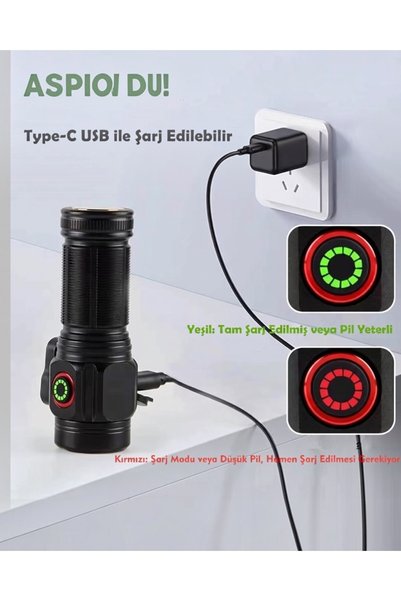 lstri Kamp Karavan Mini cep el feneri Acil Durum Araç 15W Güçlü LED Şarjlı Yedek Pilli Taşıma Çantalı Taşınabilir şarjlı mıknatıslı beyaz led 10000 Lümen