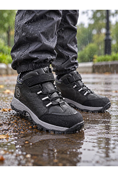 Trendline Early Childhood Black Non-Slip Sole Velcro Boots