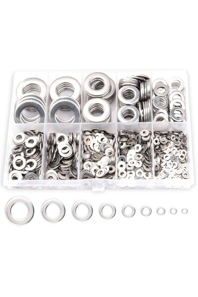 Generic 800Pcs Stainless Steel Flat Washer Assortment Kit - 9 Sizes (M2-M12) ...