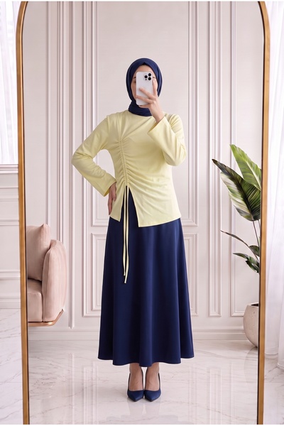 Holehola بلوزة أرمينا بأكمام واسعة ورباطات-SS13231 أصفر
