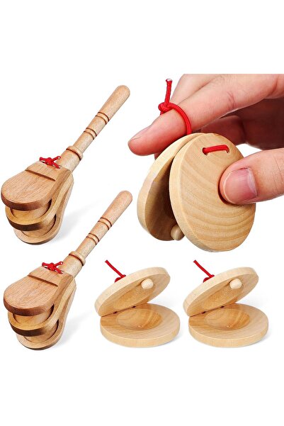 Generic Wooden Castanet Set, Finger and A Pair of Castanets, Musical Instrume...