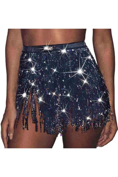 Generic Boho Sequin Tassel Hip Scarf Multilayer Belly Dance Belt Dance Perfor...
