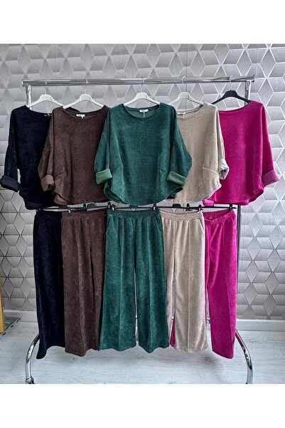 OnlyForYou Trening Damă Reiat Oversize, Compleu Casual cu Umeri Căzuți, Bluză Lejeră și Pantaloni Largi cu Talie Elastică