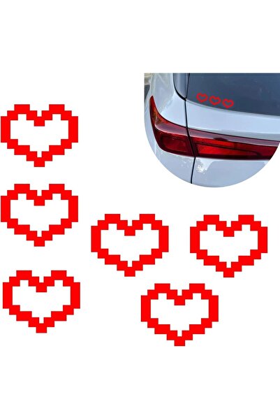 Generic 6 PCS Mosaic Heart Shaped Pixel Stickers,Waterproof Personalized Self...
