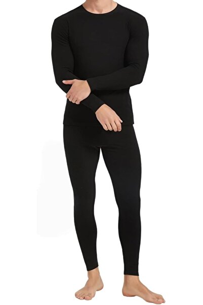 Generic ملابس داخلية حرارية للرجال، طقم سراويل طويلة فائقة النعومة مبطنة بالص...