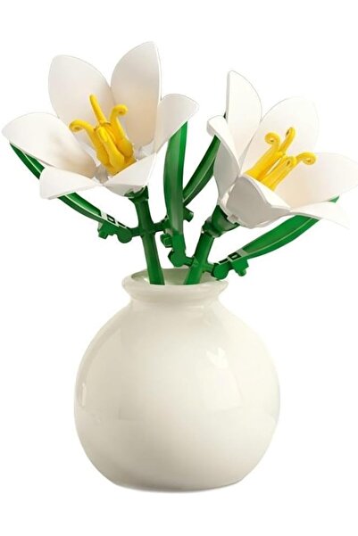 Generic Lily Bouquet DIY Flower Building Blocks Set with Vase – Faux Floral B...