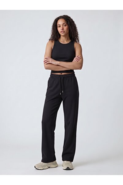 Noe Collection Women's Wide Leg High Waist Lace-Up Relaxed Fit Sweatpants