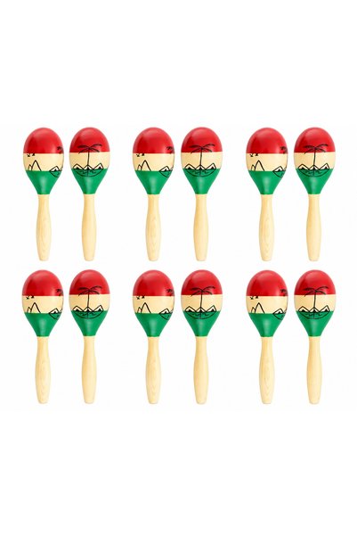 MegArya Maracas Set of 12, 6 Pairs Hand Percussion Musical Shakers with Easy-Grip Handles, Colourful Rhythm Instruments for Music Practice, Performances, Parties & Group Activities