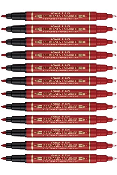 Generic N75W Permanent Marker Twin Tip Red Pack of 12