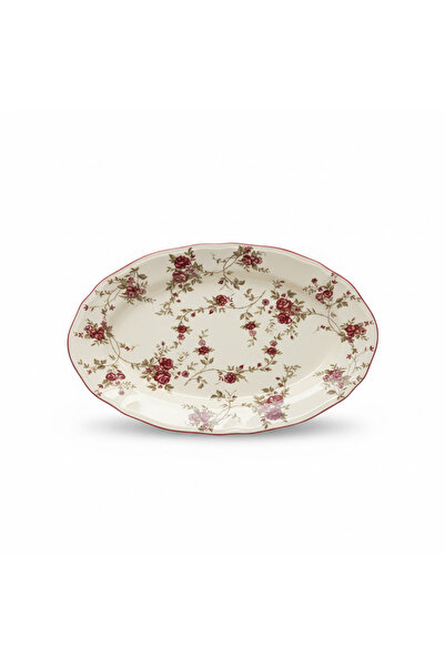 Legend Floral Ceramic Oval Platter Cream - 14 Inch